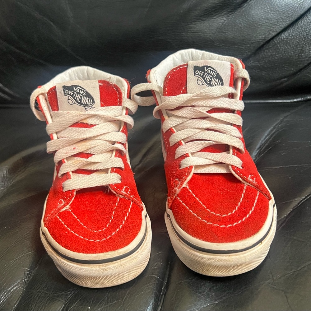 Red high top little kids vans